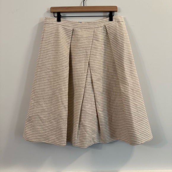 Women’s Classiques Entier Cream Striped a-line midi Skirt size 14 - Picture 1 of 6